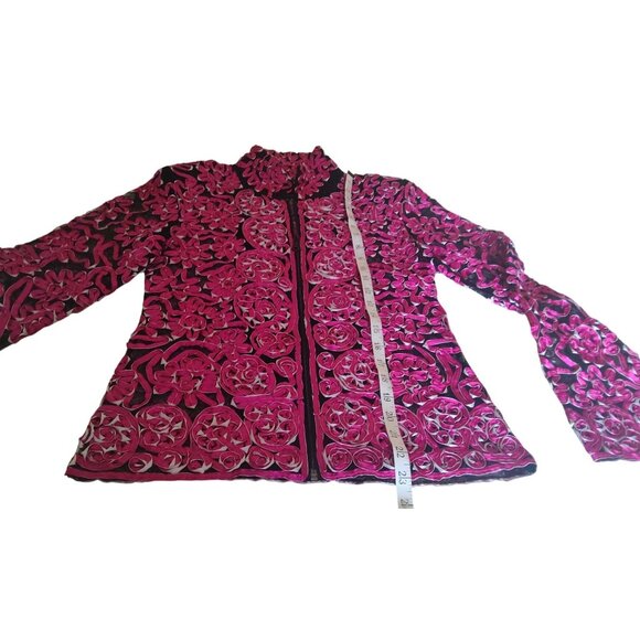 Vintage Damee, Inc. Women's Small Jacket Pink Sheer Ribbon Artsy Embroidered - Picture 12 of 13